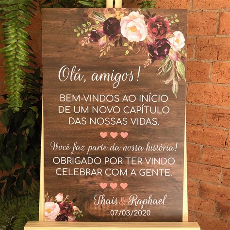 Placa Recepção Casamento Bem vindos Personalizada Elo7