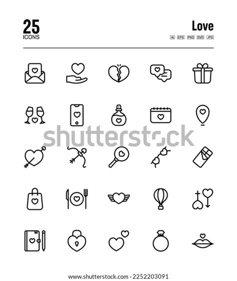 Love Outline Icon Set Love Symbol Stock Vector Royalty Free 2252203091 Shutterstock