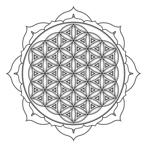 Mandala Frame And Flower Of Life Tattoo Or Stencil Template Sacred Geometry Symbol Alchemy