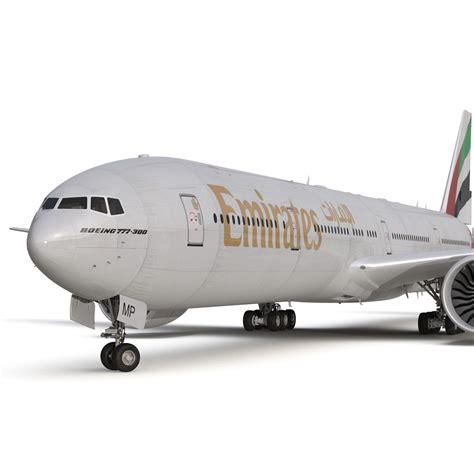 Boeing 777 300 Emirates Airlines 3D Modell 129 3ds C4d Fbx Ma