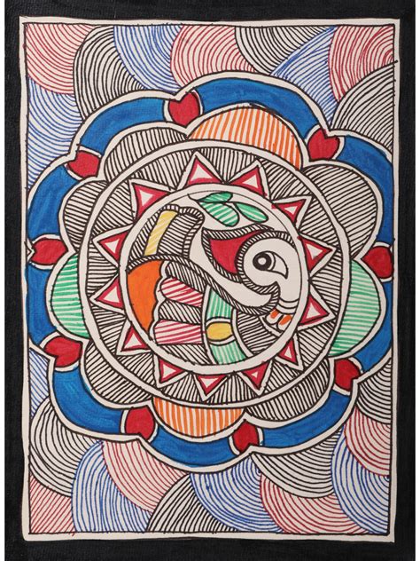 Peacock Rangoli Design Painting in Madhubani Art | Handmade Paper | By ...