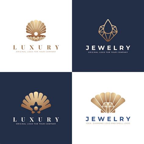 Luxo coleção de logotipo de jóias modernas Vetor Premium