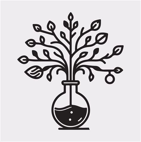 Potion Tree Line Art Silhouette Illustration On White Background