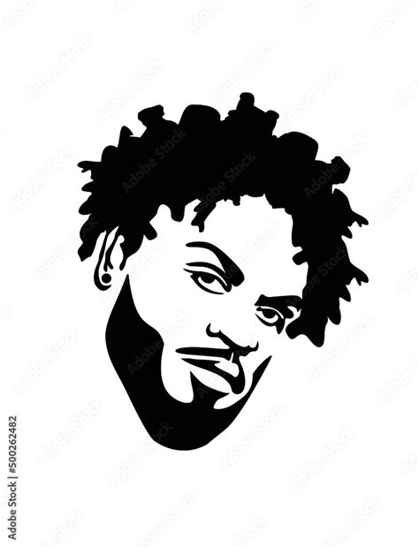 Vecteur Stock Black African American Afro Male Face Portrait Vector