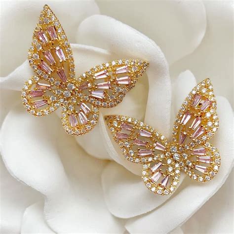 Champagne Butterfly Earrings Свадебные ободки Текстильная ювелирные