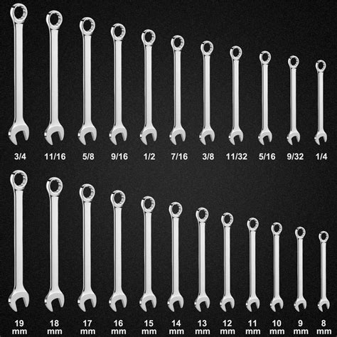 Juego de 23 llaves combinadas SAE y métricas prémium en bolsa