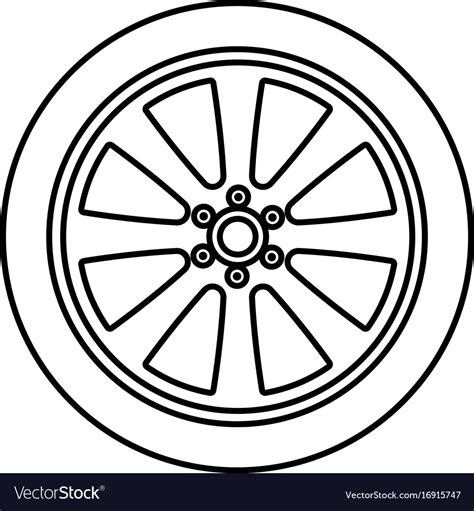 Car wheel black color icon Royalty Free Vector Image