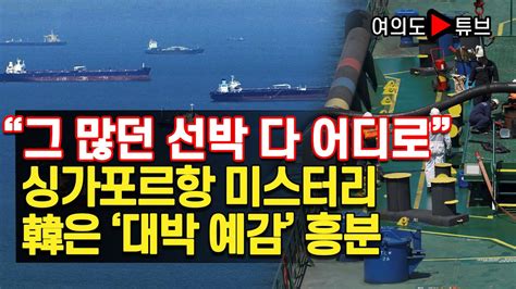 여의도튜브 “그 많던 선박 다 어디로” 싱가포르항 미스터리 韓은 ‘대박 예감 흥분 머니투데이방송 Youtube