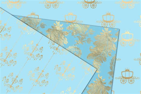 Blue And Gold Princess Digital Paper Seamless Princess Etsy