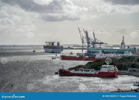 Large Maersk Container Ship Leaving Port Of Gothenburg Editorial