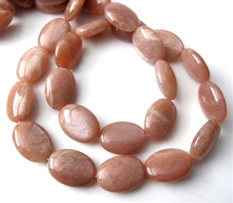 Peach Moonstone 12x15mm Smooth Oval Beads