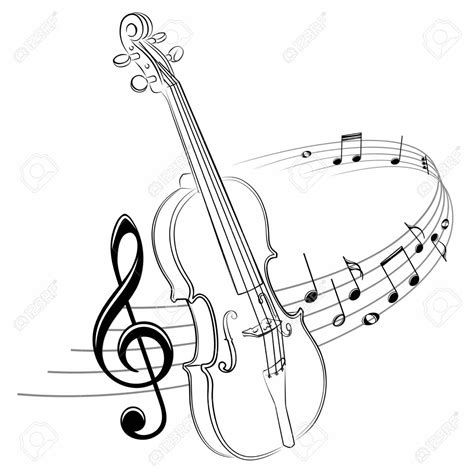 The Stylized Symbol With Music Notes And Violin Royalty Free Cliparts