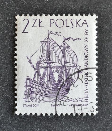 Cancelled Postage Stamp Printed By Poland That Shows Dutch Merchant