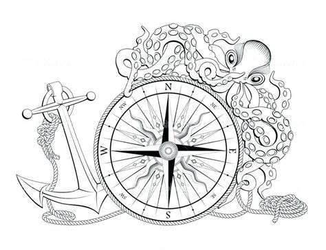 Nautical Coloring Pages Nautical Map Drawing With Anchors At Compass Coloring Pages Rose Book