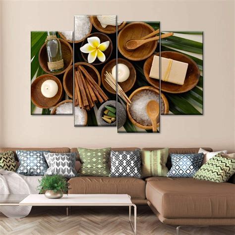 Green Palm Spa Collection Multi Panel Canvas Wall Art Elephantstock