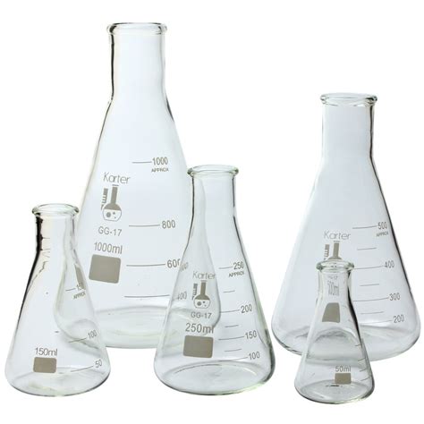 5 Piece Glass Flask Beaker Set 50 100 250 500 1000 Ml Chemistry Lab Low ...