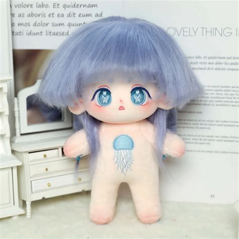 Muñeca Idol De Pelo Azul Mariposa Azul Ojos Grandes Linda Medusa Algodón Bordado Peluches