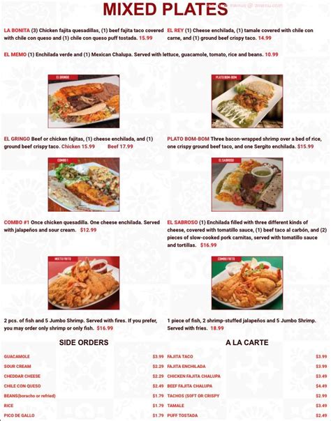 Menu at Los Cucos Mexican Cafe, Houston, Clay Rd