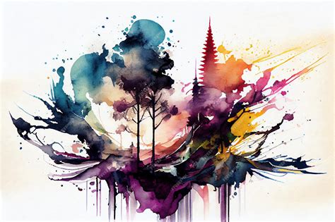 Premium Photo | Watercolor trees abstract style, abstract wallpaper art ...