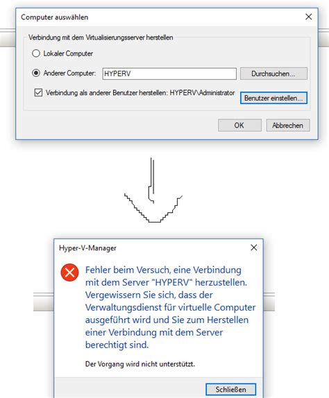 Windows Server Hyper V Verbindung Mit Hyper V Manger Funktioniert