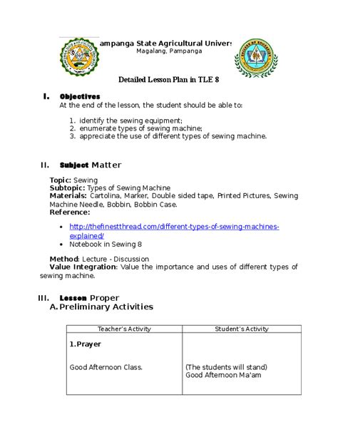 Example Of Detailed Lesson Plan In Tle Printable Templates Free