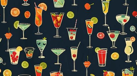 Premium Photo A Seamless Pattern Of Colorful Cocktails The Pattern