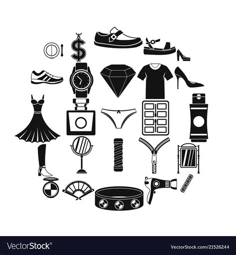 Woman Accessories Black Icon Set Royalty Free Vector Image Off