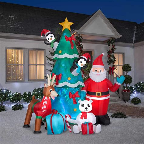 Gemmy 9ft Gemmy Inflatable Animated Santa With Polar Bear Reindeer And