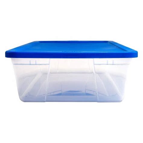 Homz Snaplock 41 Qt Stackable Plastic Storage Container W Lid Blue 4