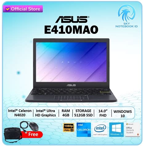 Jual Laptop ASUS E410MAO Intel Celeron N4020 4GB 512SSD W10 OHS 14 0