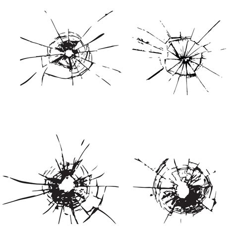 Cracked Glass Broken Windows And Shattered Glass Texture Silhouette Set By Bullets 47812686