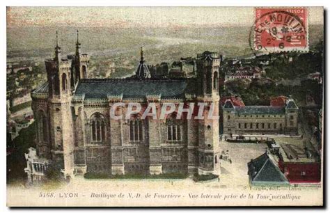 Carte Postale Ancienne Lyon Basilique ND De Fourviere Vue Laterale