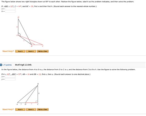 Solved The Figure Below Shows Two Right Triangles Drawn At Chegg