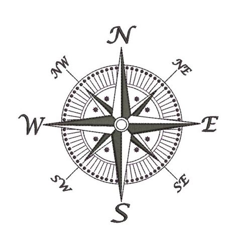 Compass Machine Embroidery Design Nautical Designs Sailing Etsy