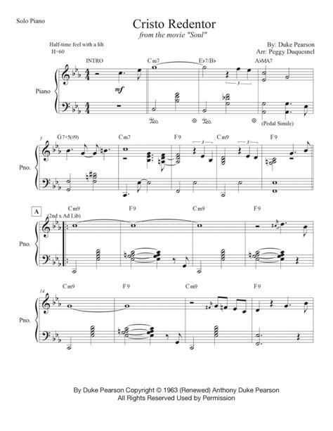 Cristo Redentor By Duke Pearson Piano Solo Digital Sheet Music