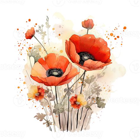 Watercolor Poppy Flower Illustration 24533500 Png