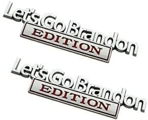 Amazon 2Pcs Let S Go Brandon Edition Fender Auto Chrome Red Emblem