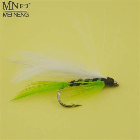 Mnft New Fishing Flies White Feather Wing Green Tail Clear Plastic