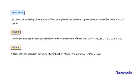 Solved Calculate The Enthalpy Of Formation Of Benzene Given Standard