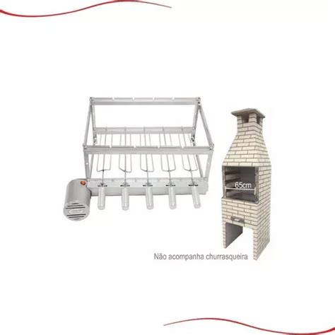 Kit Grill Inox Gira 5 Espetos Especial P Pré moldadas 65cm