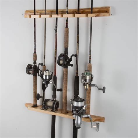 Rush Creek Rustic Pine Pine 6 Fishing Rod/Pole Wall Rack - Walmart.com