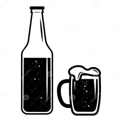 Bottle And Glass Of Beer Icon Alcohol Symbol Vector Illustration Stock Vector Illustration Of