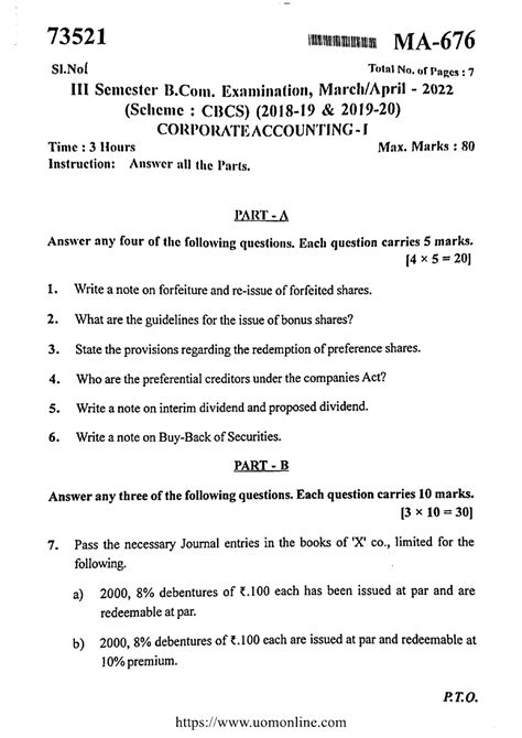 Bcom 3 Sem Corporate Accounting 1 Ma 676 Apr 2022 Bca Studocu