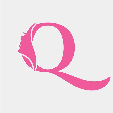 Woman Face Logo On Letter Q Beauty Spa Symbol With Woman Face Icon