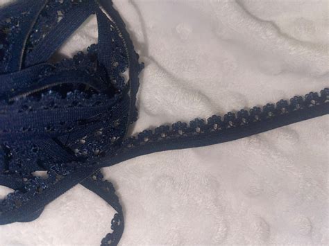 Yards Dark Navy Blue Sewing Craft Picot Lingerie Stretch Elastic Wide Etsy