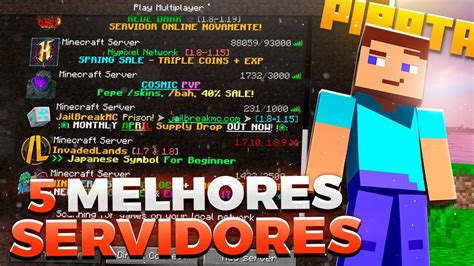 TOP 5 Melhores Servidores De MINECRAFT PIRATA BEDWARS E SKYWARS 2023