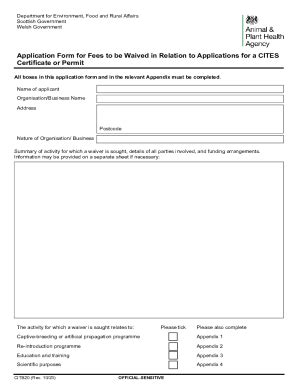 Fillable Online Citb Application Form For Fees To Be Waived For Cites