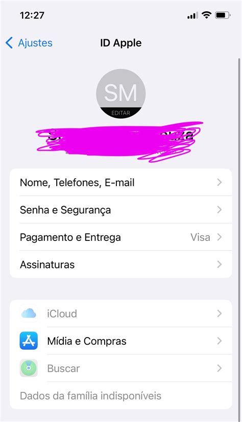 Não consigo clicar no iCloud do meu Comunidade da Apple