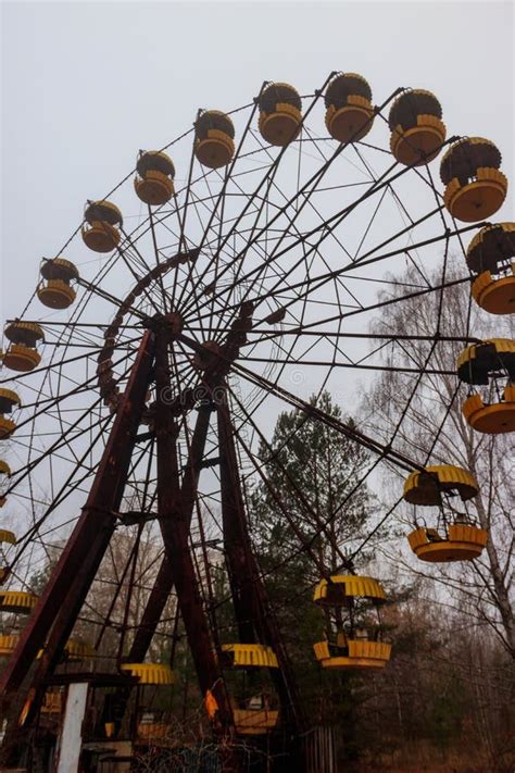 Abandoned Ferris Wheel In Amusement Park Of Ghost Town Pripyat In