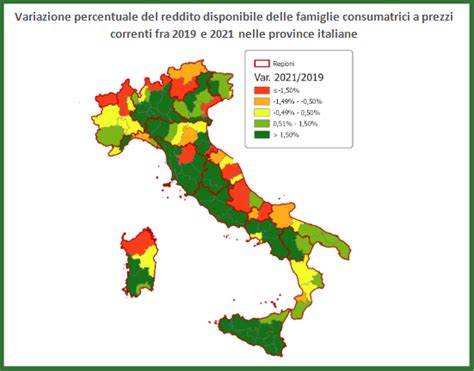 Reddito delle famiglie giù in 6 regioni su 20 nel 2021 rispetto al pre